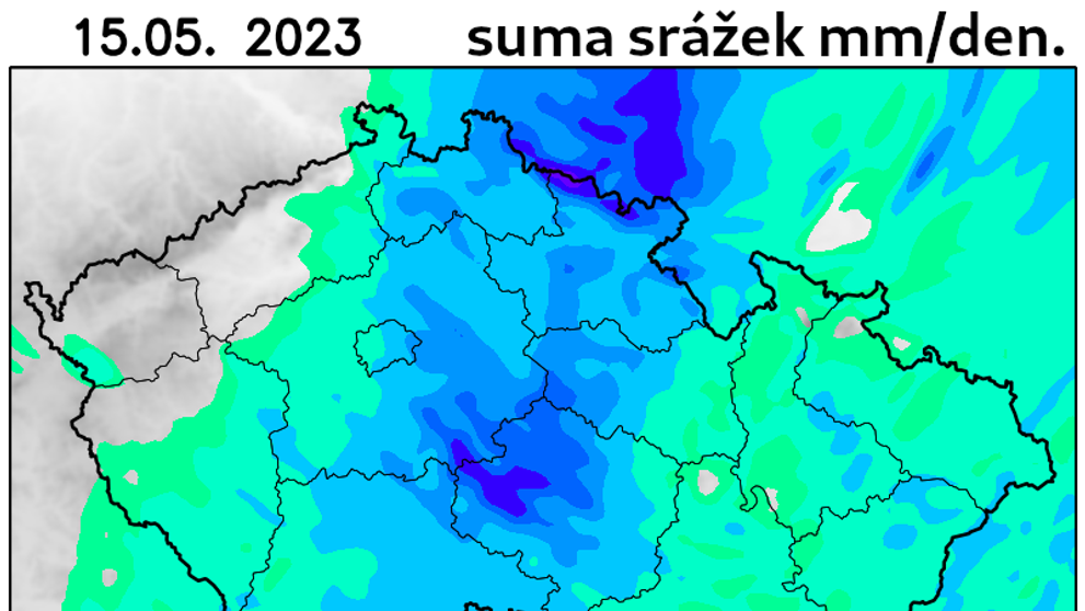 Mapy srážek - pondělí