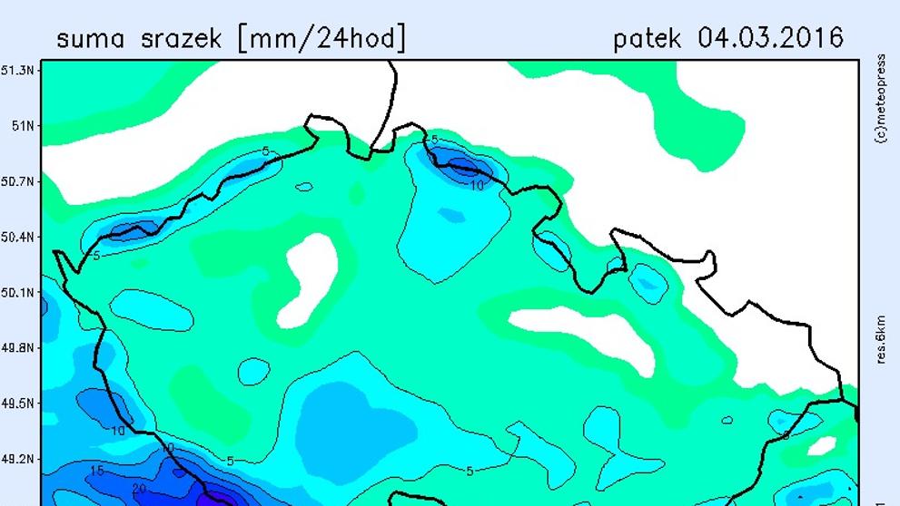 Mapy srážek 2.3 - 4.3. 2016 - 3
