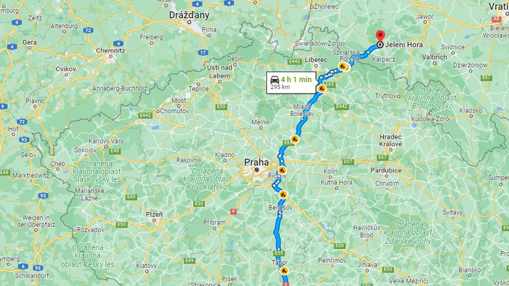 Mapa Trasa České Budějovice