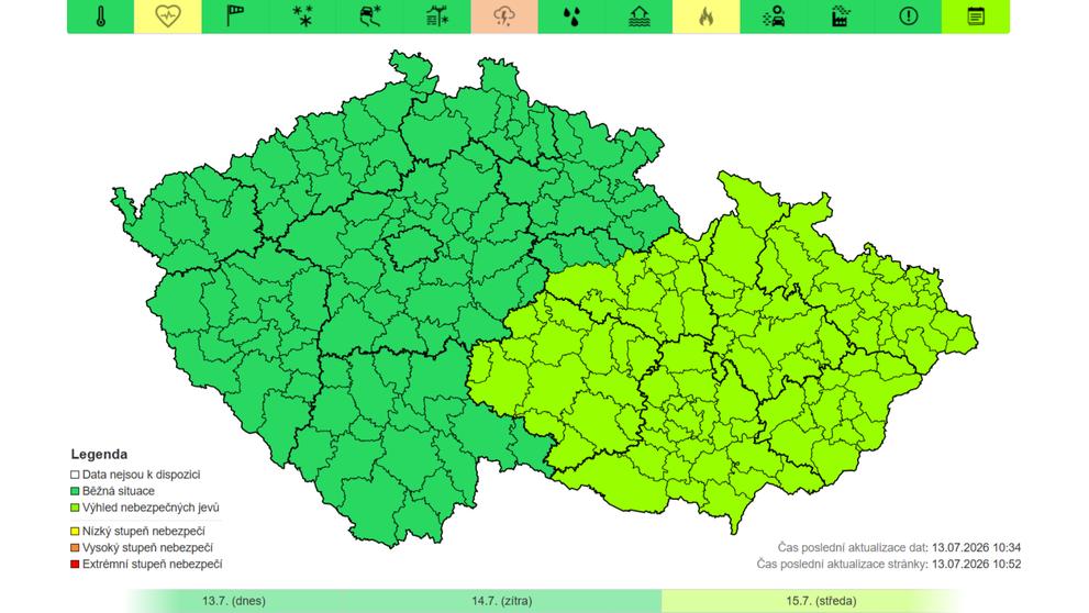 Výhled nebezpečných jevů ČHMÚ – Silné bouřky