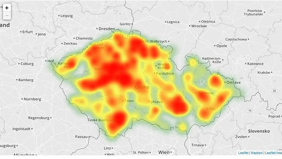 Mapa aktivity klíšťat v ČR - 3