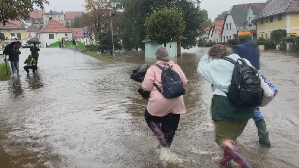 Evakuace obyvatel ve Slunné na Jesenicku