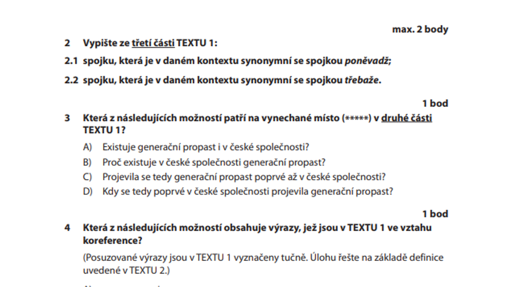 maturita z češtiny 2