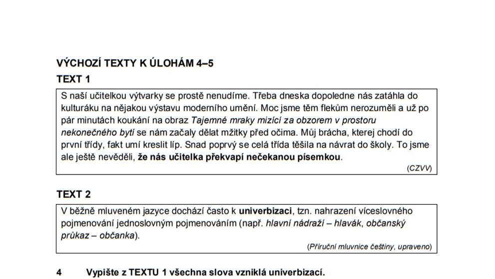 Ilustrační přijímačky - český jazyk - 2