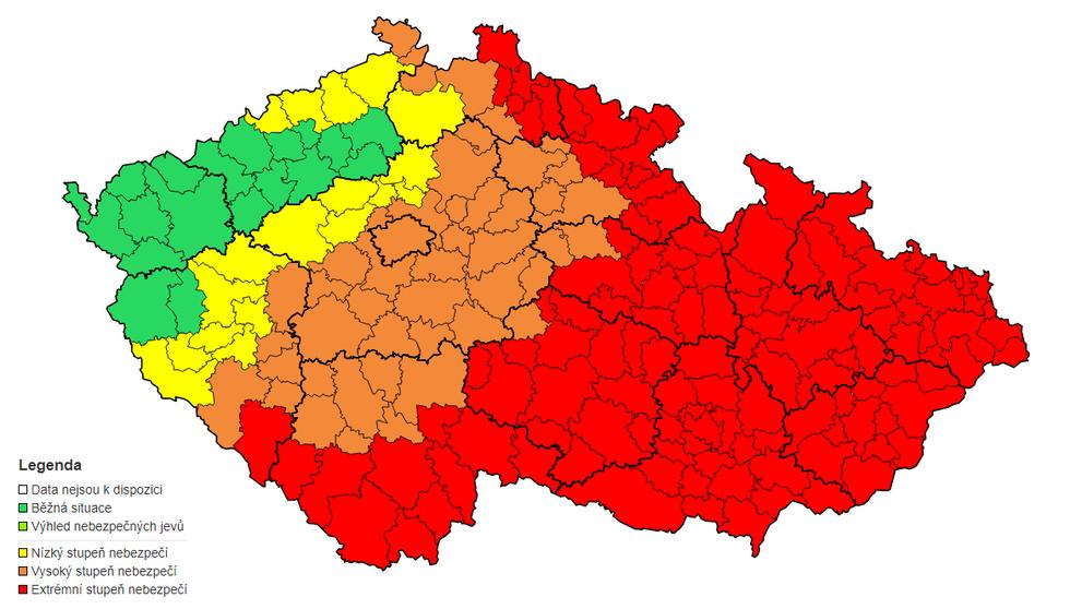 Výstraha před silným deštěm, 13. 9. až 15. 9. 2024
