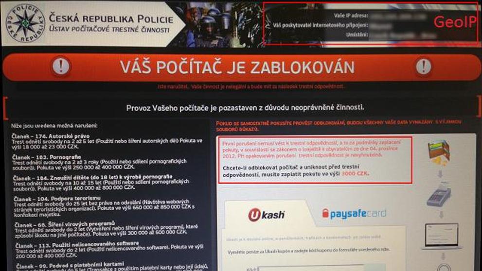 Vir: Zablokování PC PČR