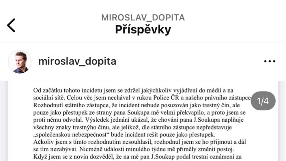 Dopitovo vyjádření ke rvačce se Soukupem 1