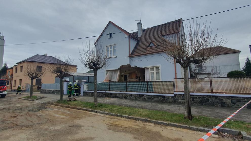Zřícení části domu v Kolíně