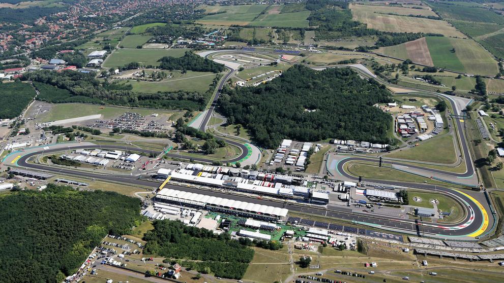 Letecký pohled na okruh Hungaroring
