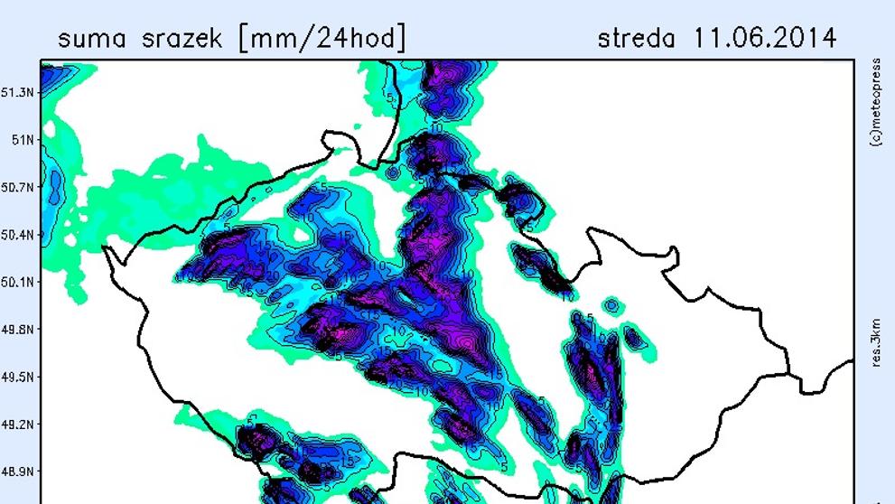 Srážky v Česku 11.6. - 13.6.2014 - 1