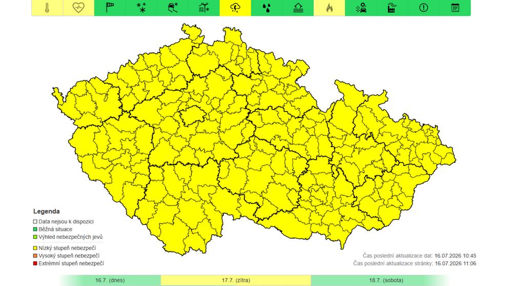 Výstraha ČHMÚ – Silné bouřky