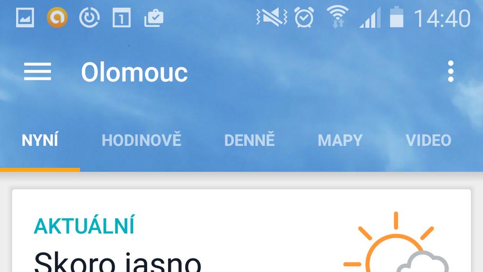 Aplikace pro předpověď počasí Accuweather - aktuální předpověď