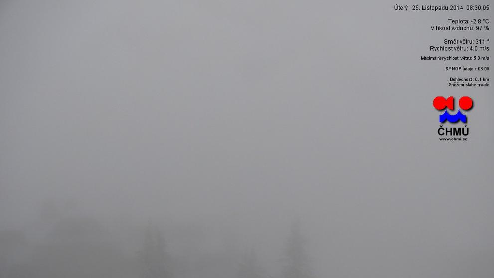 Sníh na Lysé hoře 25. 11. 2014