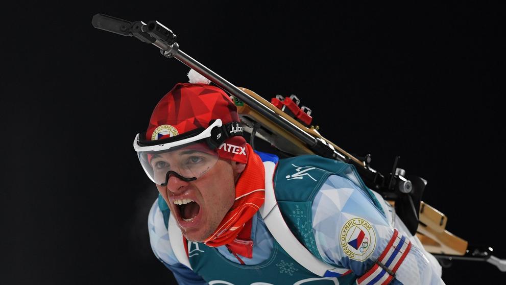 Michal Krčmář při stříbrném závodu na ZOH 2018