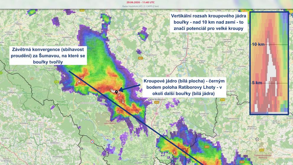 Krupobití v Pošumaví