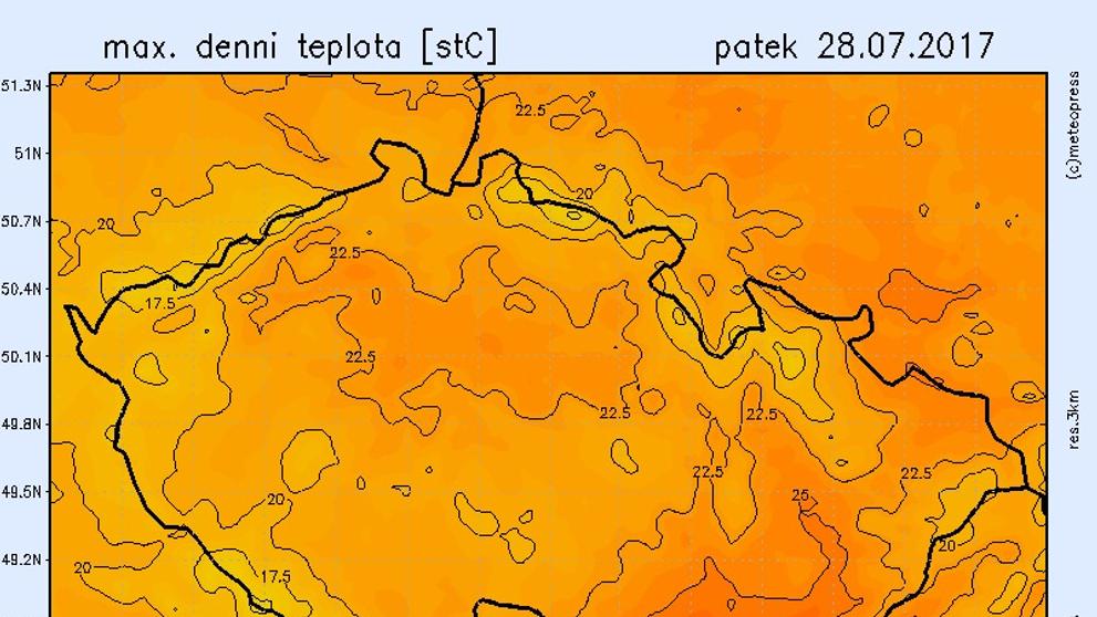 Teplotní mapy - pátek