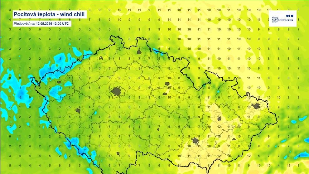 Pocitová teplota – úterý