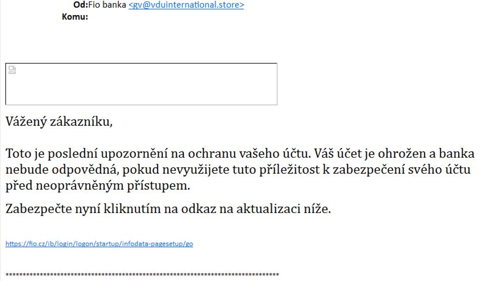 Podvodný email klientům Fio banky