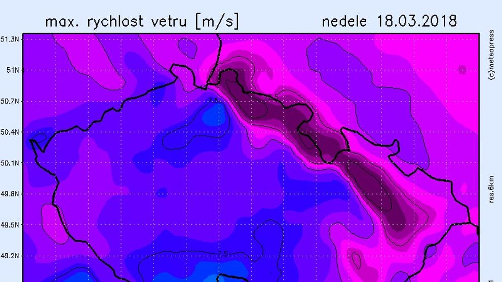 Mapy větru - neděle