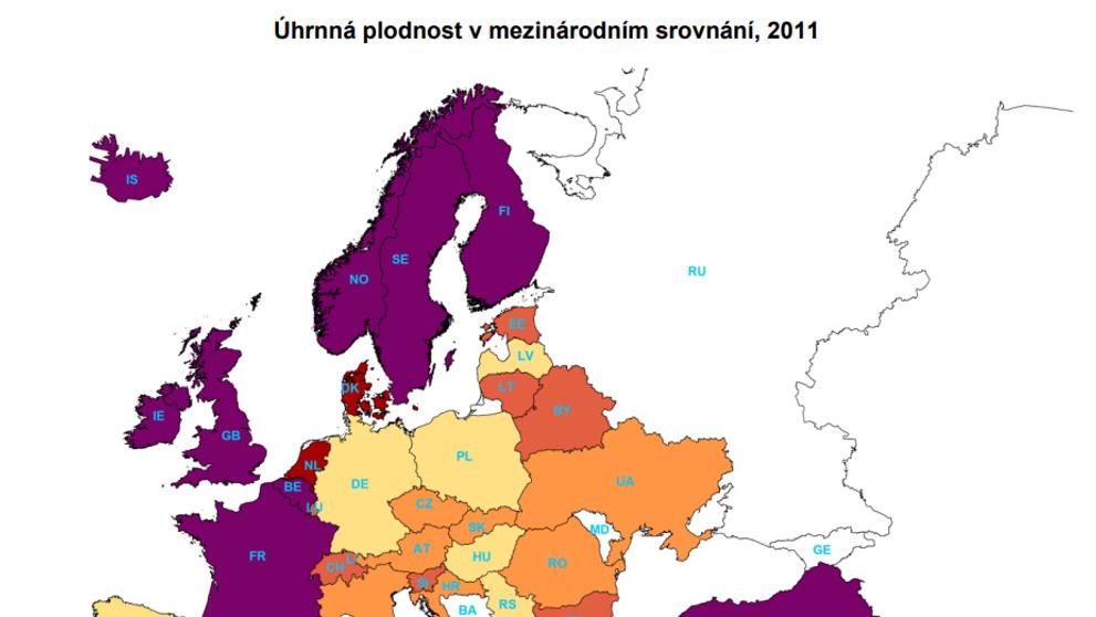 Graf - Úhrnná plodnost v mezinárodním srovnání