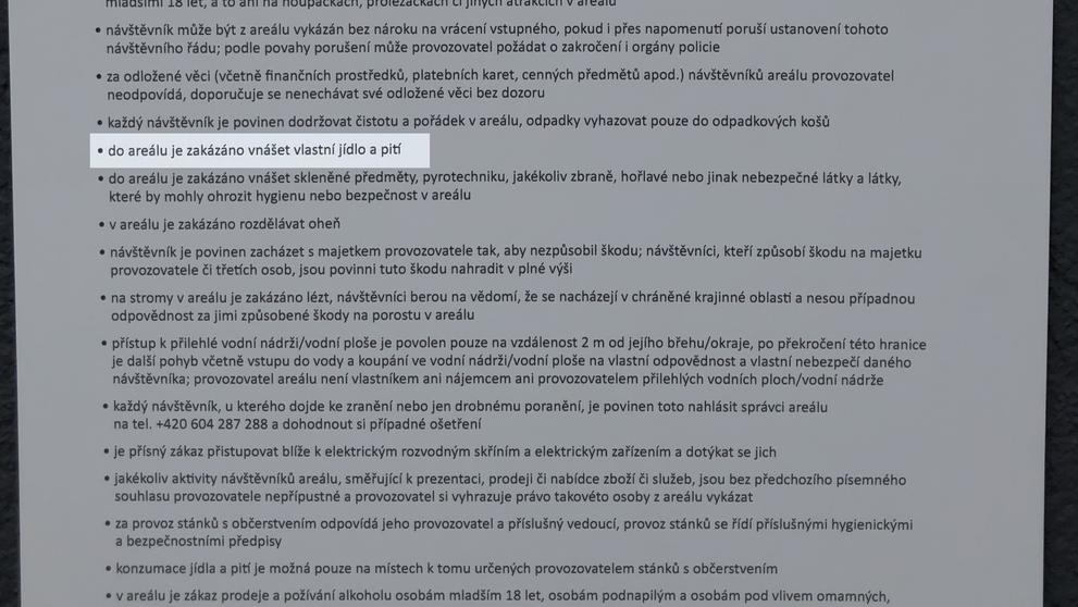 Zákaz jídla a pití na koupališti Džbán - 3