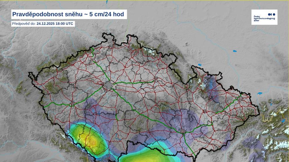 Mapa pravděpodobnosti sněhu