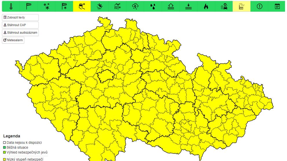 Výstraha před náledím pro pátek a sobotu