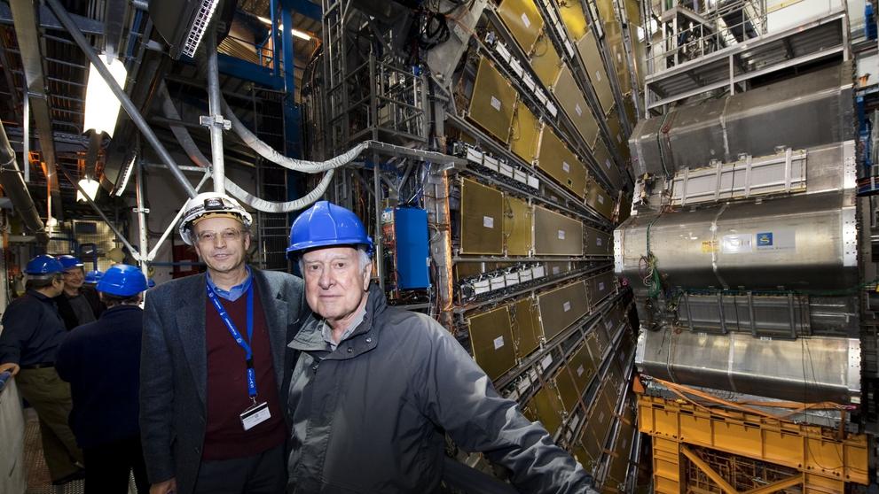 Peter Higgs na návštěvě CERN, 30. 3. 2015 Švýcarsko