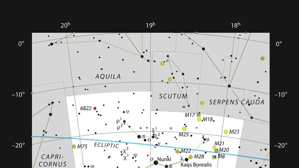 Poloha Sagittarius A* je označená červeným kroužkem