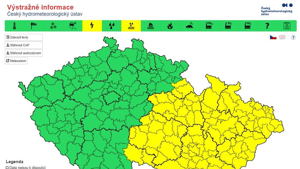 Výstraha před bouřkami 6. června 2020 - 2