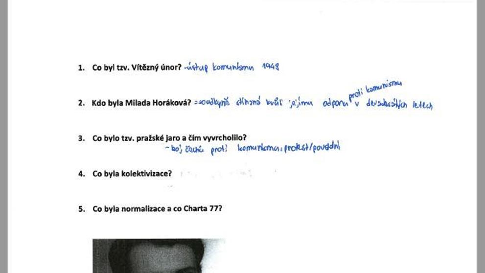 Odpovědi studentů v testu novodobé historie - Střepiny - 12