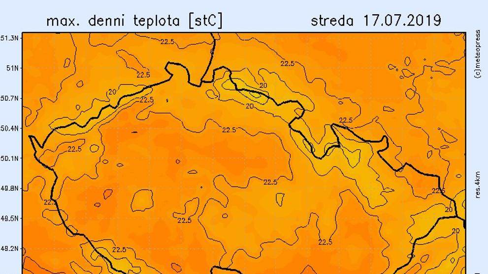 Teplotní mapy - středa
