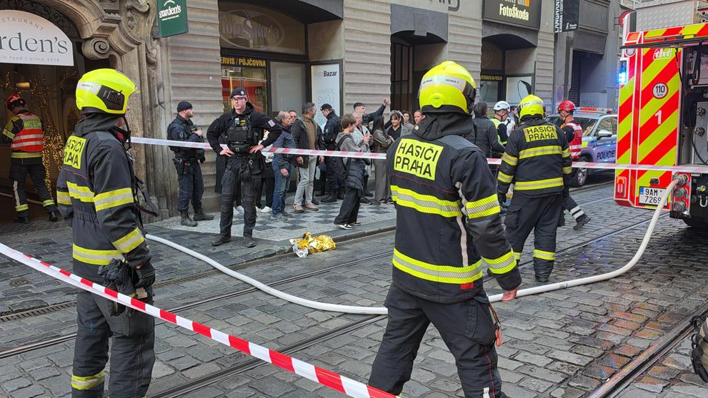 Požár Vodičkova Praha