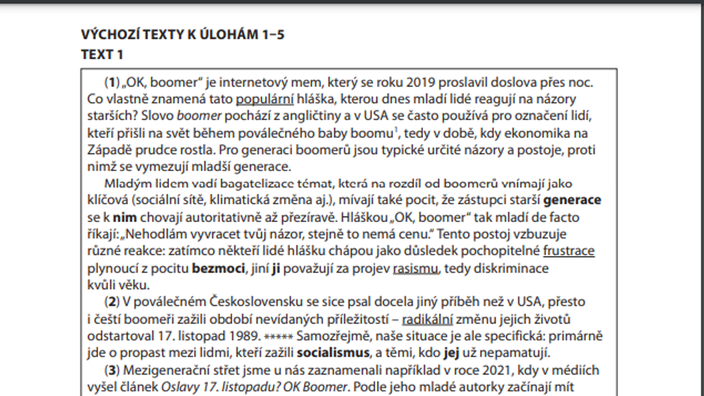 Maturita z češtiny 1