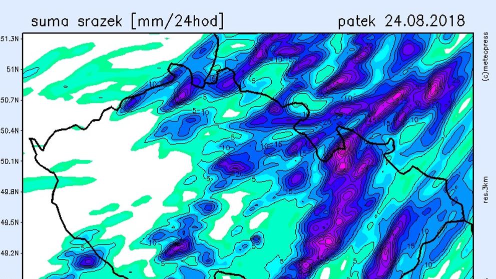 Mapy srážek - 24. až 27. srpna - 1
