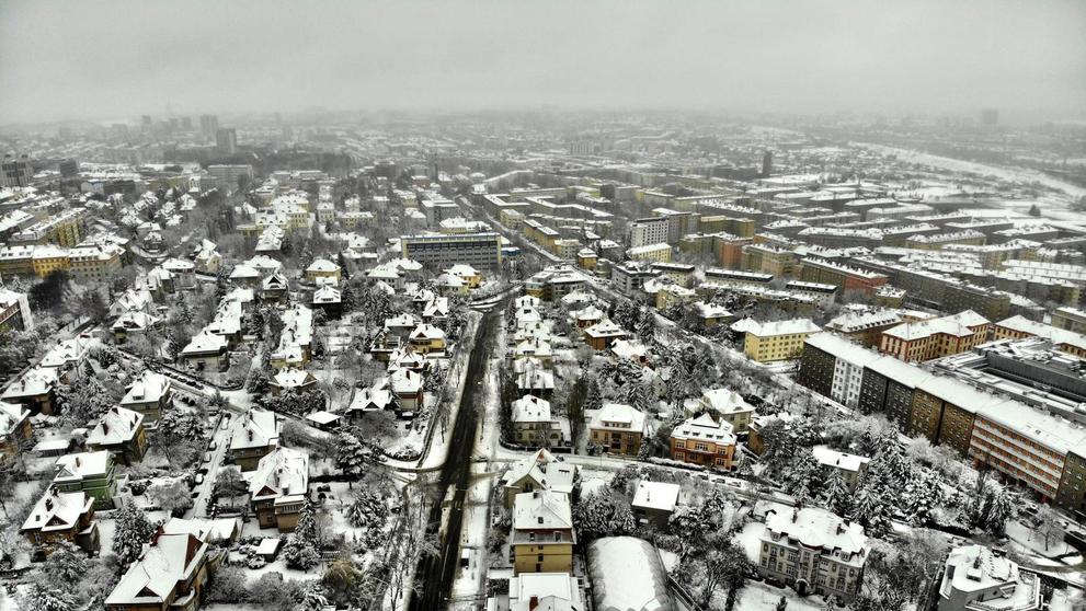 Zasněžená Praha ze vzduchu - 4