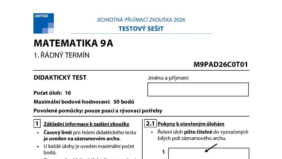 Přijímací zkoušky z matematiky