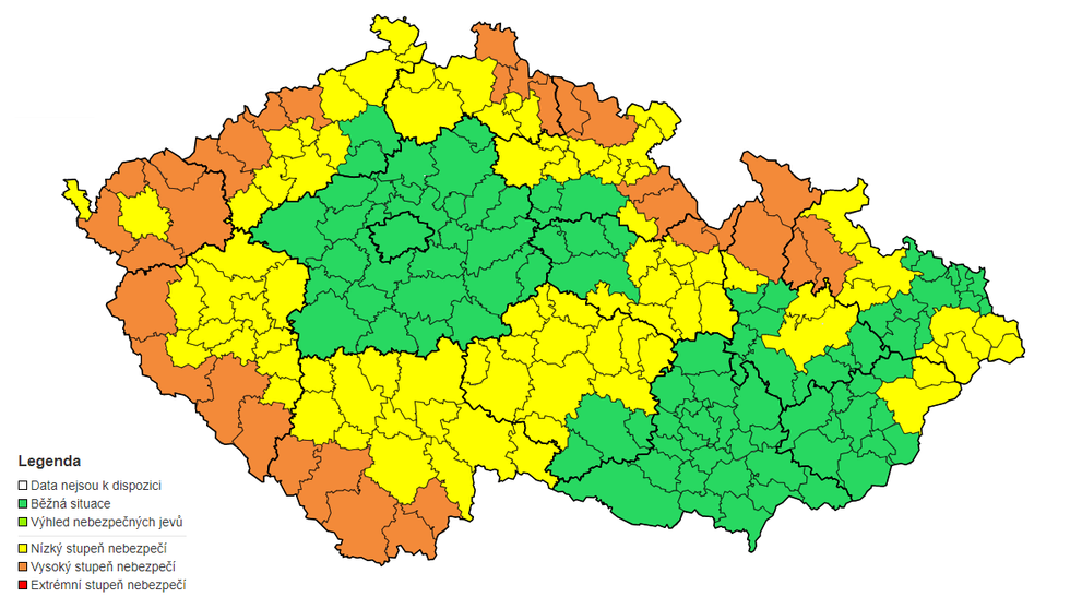 Výstraha před sněhem - pondělí