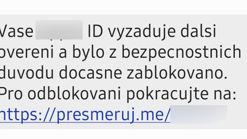 Podvodná SMS o zablokování účtu