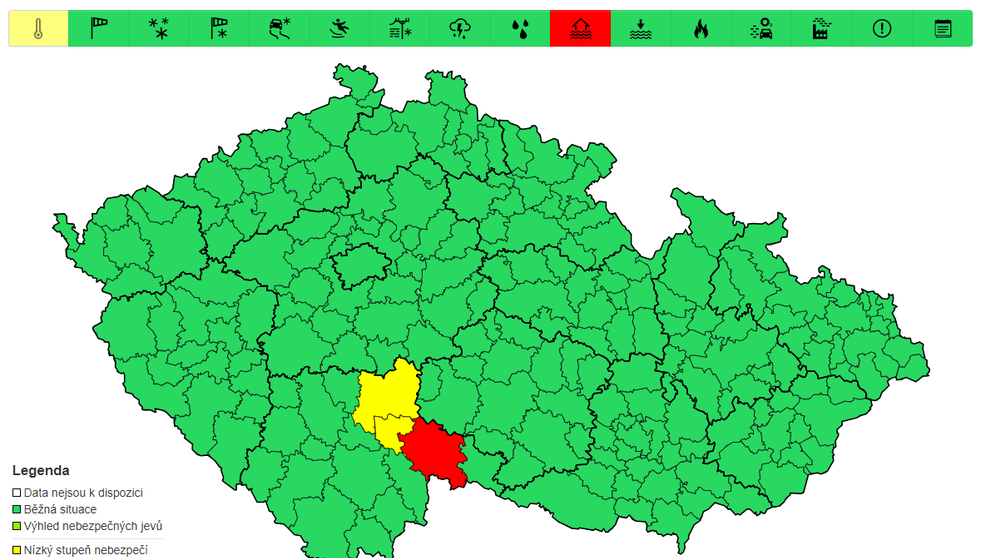 Výstraha před povodněmi 15. 7. 2024