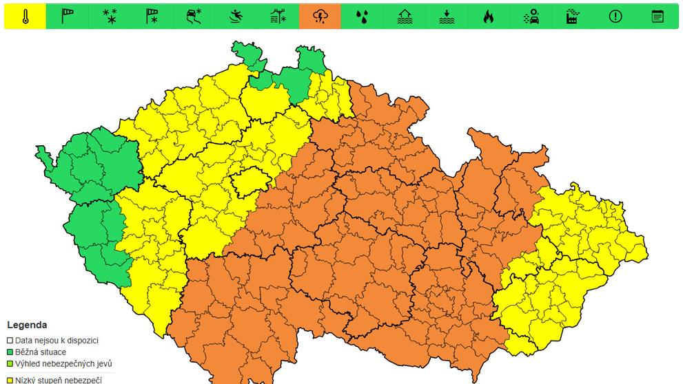 Výstraha před bouřkami, 26. 6. večer a noc