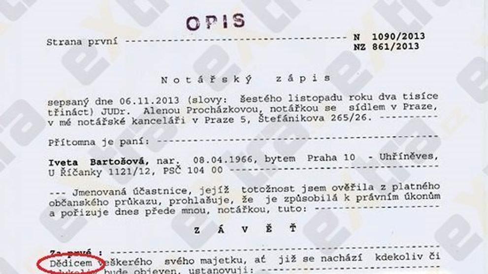 Josef Rychtář ukázal Ivetinu závěť