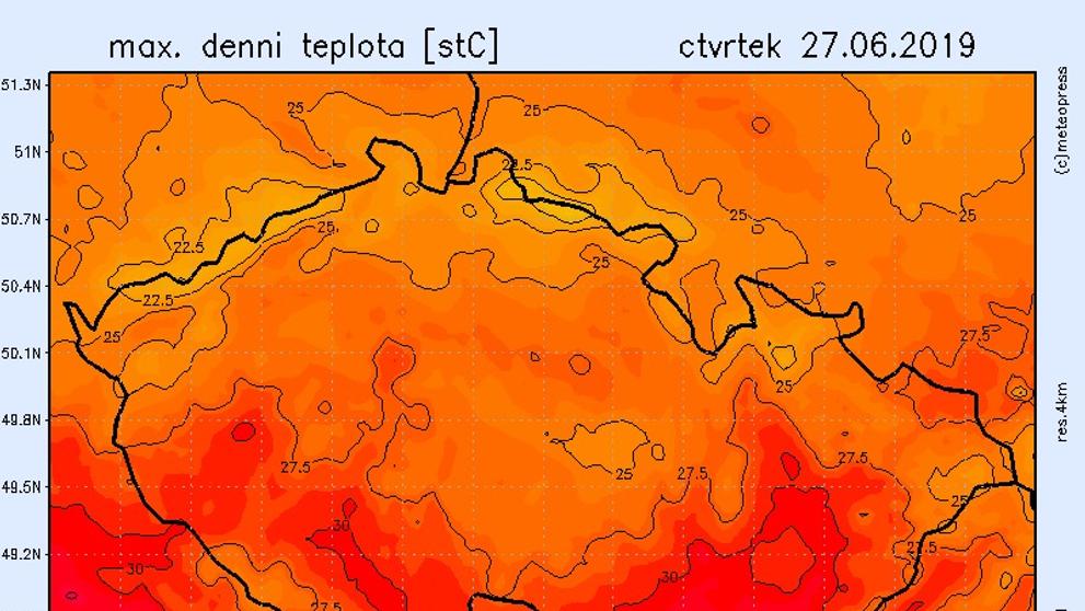 Teplotní mapy - čtvrtek