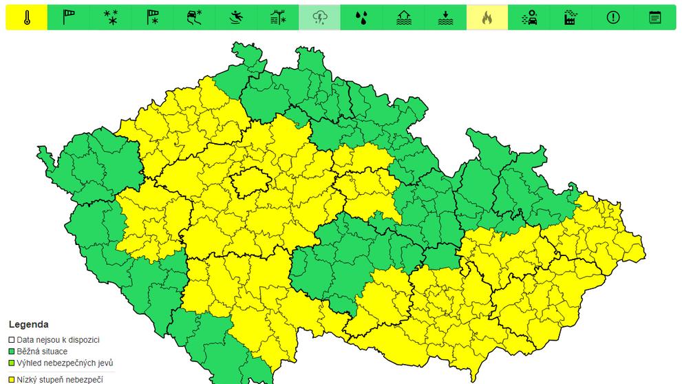 Výstraha před vysokými teplotami, pátek 16. 8.
