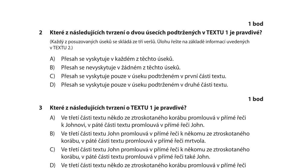 Přijímací zkouška z českého jazyka