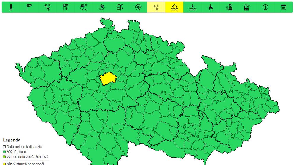 Výstraha na povodňové jevy, úterý během dne