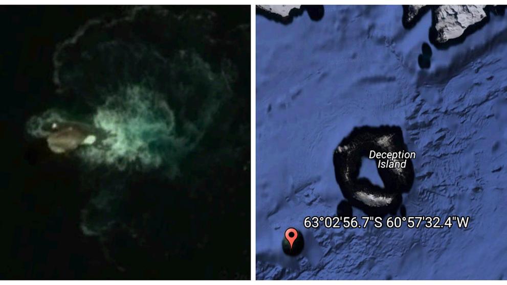 Kraken na Google Earth - koláž
