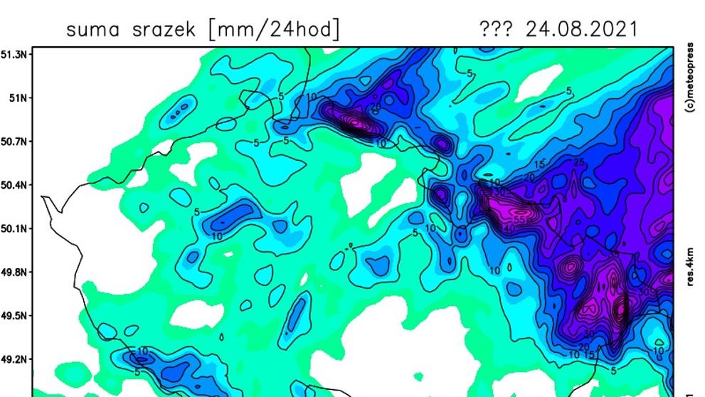 Mapa srážek - 2