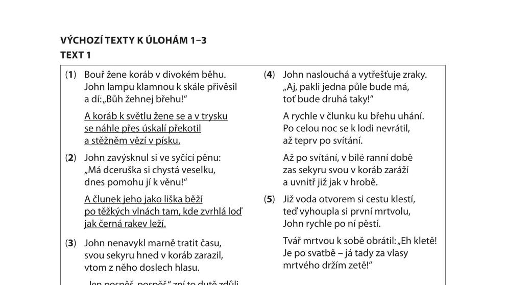 Přijímací zkouška z českého jazyka