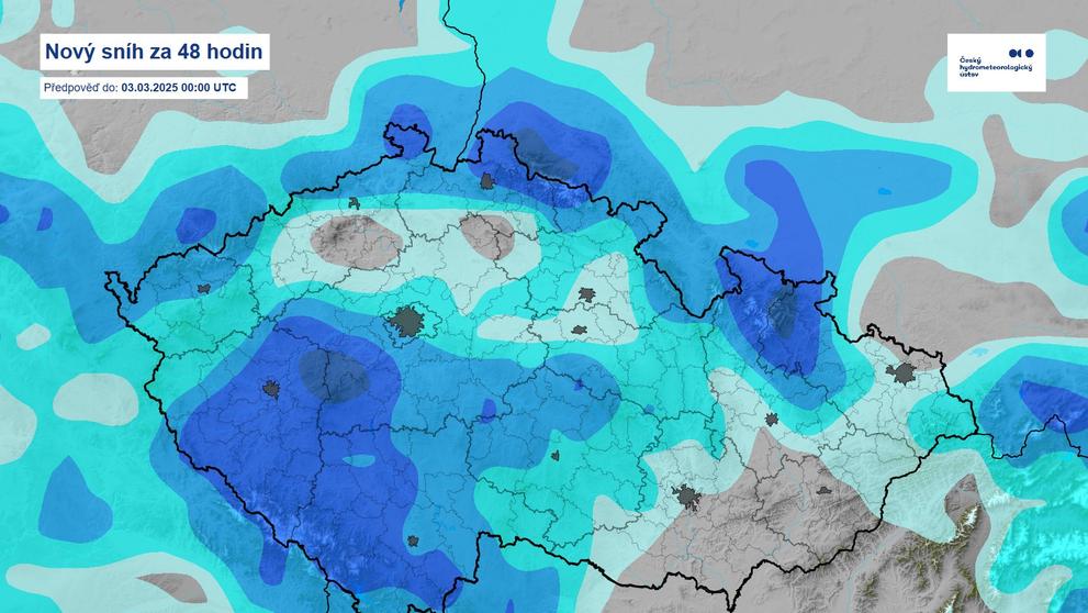 Nový sníh za 48 hodin, předpověď do 3. 3. 2025